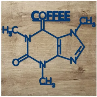 Namofactur 3D-Wandtattoo 'Coffee' aus Holz Wandbild Kaffee Caffé Wanddeko Café Dekoration, außergewöhnliches Geschenk Coffee Junkie, but first coffee Holzkunst blau