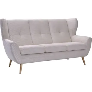 exxpo - sofa fashion 3-Sitzer EXXPO - SOFA FASHION "ALVESTA, Loungesofa, Küchensofa, hoher Sitzkomfort, Ohrenbackensofa", beige, B:190cm H:102cm T:90cm, Sofas, gemütliche Rückenlehne, mit Knopfheftung und hohen Holzfüßen, in Cord