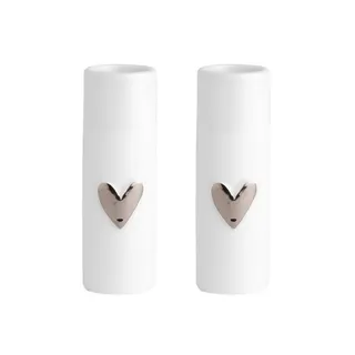 Räder Herz Mini Vasen 2er-Set in silber, 9 cm hoch