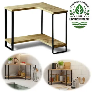 LS-LebenStil Eckregal Küchenregal Eckregal Holz 30x30cm stehend 2 Ebenen Aufbewahrungsregal, Küche & Bad - Gewürzregal über Eck - Organizer für Tassen Gewürze 1-tlg., Dekoregal als für Arbeitsplatte - Modern & Platzsparend