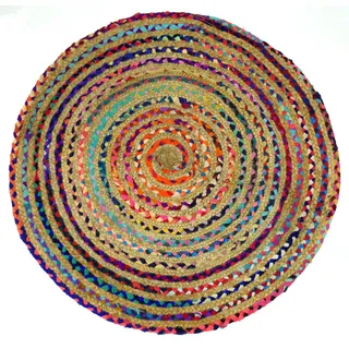 Guru-Shop Teppich Runder upcycling Flickenteppich,.., Höhe: 90 mm bunt