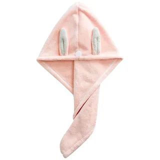 Kinder Mikrofaser Haarturban mit Knopf Mädche Haartrockentuch Schnelltrocknend Saugfähig Verdrehter Turban Kopfhandtuch Hut Anti-Frizz Saugfähige Haar Handtuch mit Niedlichem Ohren für Alle Haartype
