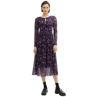 Tom Tailor Damen 1043038 Mesh Kleid mit Muster, 35893-Berry Autumn Floral Design, 34