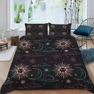 Bettwäsche-Set 200x200 cm 3D Regenbogen-Muster Mikrofaser mit Reißverschluss