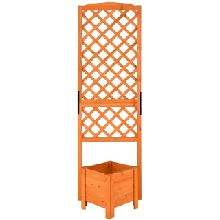 KOMFOTTEU Blumenkasten mit Rankgitter, Hochbeet mit Spalier, Gartenspalier für Kletterpflanzen Blumen orange