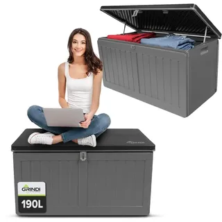 Grindi - Gartenbox 190 L - Auflagenbox wasserdicht Morus - Aufbewahrungsbox mit Deckel Garten - Kissenbox Outdoor wasserdicht - Geräteschuppen - Balkonmöbel - Gartenmöbel - Garten Zubehör