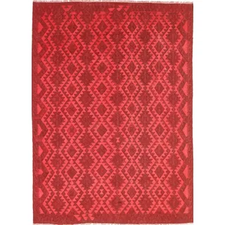Nain Trading Orientteppich Kelim Afghan Chromatic 206x291 Handgewebter Orientteppich, rechteckig, Höhe: 5 mm rot