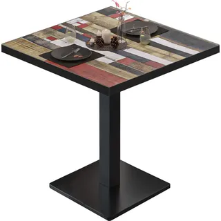 GGM Möbel Bistrotisch 60 x 60 x 75 cm Vintage Bunt/Schwarz
