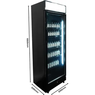 Glastür-Kühlschrank mit Werbe-Display-Aufbau Getränkekühlschrank schwarz black