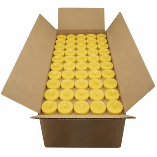 100% Bienenwachs Teelichter 40/18 mm ohne Alu-Hülle, KERZENFARM HAHN, Brenndauer 3,5h, 200 St.