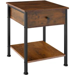tectake® Nachttisch Bradford 40x40x55,5cm - Industrial Holz dunkel, rustikal