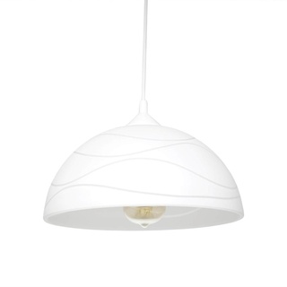 ADANIA Elegante Pendelleuchte Vintage Weiß Glas Lampenschirm Ø30cm runde Hängelampe Küche
