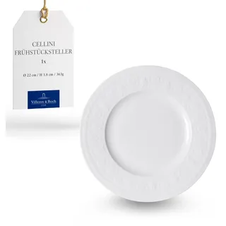 Villeroy und Boch Cellini Frühstücksteller, 22 cm, Premium Porzellan, Weiß