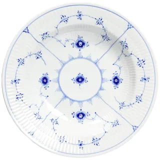 Royal Copenhagen Tiefer Teller Blue Fluted Plain Porzellan Weiß-Blau, Größe: 21cm, 1017195