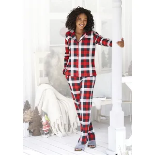 Schlafanzug LASCANA Gr. 40/42, weiß (schwarz, rot, weiß) Damen Homewear-Sets Pyjamas