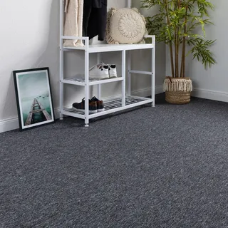 Steffensmeier Teppichboden Meddon Meterware | Auslegware für Kinderzimmer Wohnzimmer Schlafzimmer | Anthrazit, Größe: 200x400 cm