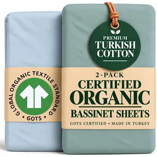 Bunnyjik Spannbettlaken 60x120 Baby – GOTS Zertifiziert Bio-Baumwolle, Luftig & Kühlend – 190GSM Bio-Baumwolle Bettlaken Kinderbett 60x120 – Babybett Spannbettlaken(2er Set) Interlock aus gekämmter