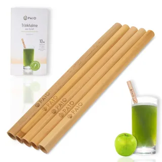 PAIO® Trinkhalme aus Schilf für alle Getränke I Alternative Strohhalme ohne Plastik I Wiederverwendbar - Nachhaltig - Umweltfreundlich (Smoothie: Ø 10mm / Länge 18cm)