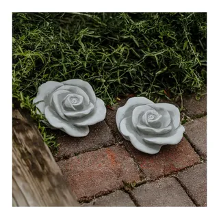 gartendekoparadies.de Gartenfigur Deko Rosen 2er-Set, Steinrosen, Steinfiguren, H. 9 cm, 4 kg, (2er-Set), Frostsicher grau
