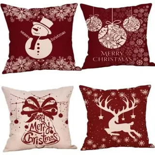 Bunthaus 4er-set Weihnachts-sofakissen, Hirsch-sofakissen, Weihnachtskissenbezüge, Frohe Weihnachten-kissenbezüge Für Sofa, Auto, Büro, Bett, Zuhause, Wohnzimmer.