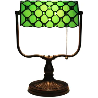 Uziqueif Tischlampe Grün, Tiffany Tischlampe, Schreibtischlampe Retro, Lampenschirm Aus Glas, Bürotischlampe, Nachttischlampe Für Schlafzimme,A