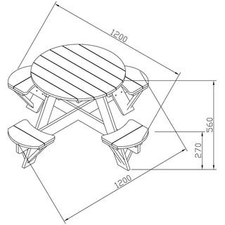 Picknick-Sitzgruppe für Kinder, Holz, Kindersitzgarnitur braun/weiß