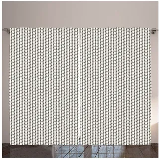 Abakuhaus Gardine Gardinen mit Schlaufen und Haken 140 cm x 2 Vorhangbahnen, Streifen Kunstformen auf Linien beige|grau 280 cm x 265 cm