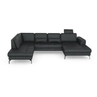 sit&more Wohnlandschaft SIT & MORE "Bendigo U-Form", schwarz, B:332cm H:87cm T:226cm, Sofas, Wohnlandschaft, inklusive Sitztiefenverstellung, Bodenfreiheit 15 cm, in 2 Fußfarben