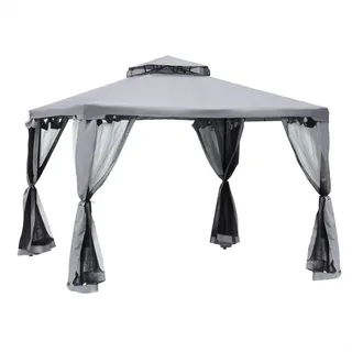 Outsunny Gartenpavillon 3 x 3 m inkl. 4 Seitenteile Hellgrau