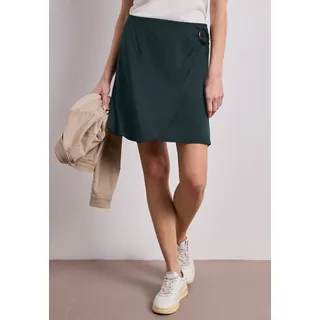 Minirock STREET ONE, Damen, Gr. 44, grün (deep bound grün), Stoff, 95% Viskose, 5% Elasthan, gemustert, unifarben, normal knielang, Röcke Minirock, Middle Waist
