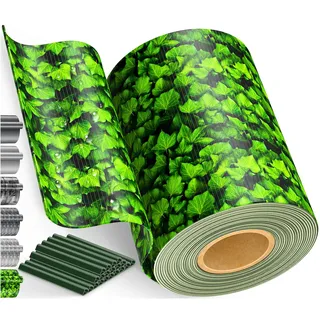 KESSER® PVC Sichtschutzstreifen Sichtschutz Rolle Doppelstabmatten Zaun Blickdicht 70m x 19 cm | 60 Befestigungsclips | Wetterfest Windschutz | Zaunfolie Sichtschutz Garten Gartenzaun Efeu