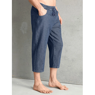 Schlupfhose CLASSIC, Herren, Gr. 50, Normalgrößen, blau (blau, stone, washed), 100% Baumwolle, unifarben, 3/4-Länge, Hosen Schlupfhose