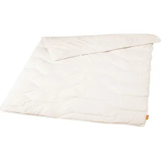 sleepling Schurwolle Ganzjahresdecke Bezug 100% Baumwolle, medium Bettdecke, 155 x 220 cm, weiß - Weiß