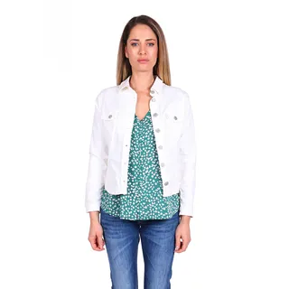 Jeansjacke LE TEMPS DES CERISES, Damen, Gr. S, weiß, 98% Baumwolle, 2% Elasthan, unifarben, kurz, ohne Ausschnitt, Jacken Jeansjacke, in tollem Design