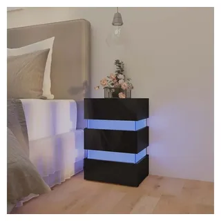 vidaXL Nachtschrank mit Beleuchtung 45 x 35 x 67 cm Schwarz