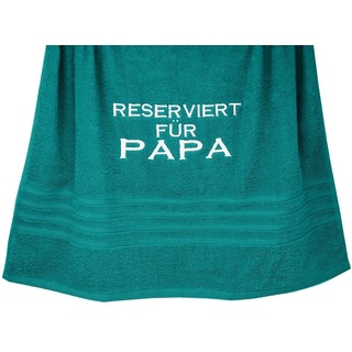 Lashuma Duschtuch Reserviert für Papa, Frottee (1-St), Robustes Frotteetuch Bestickt, Badetuch 70x140 cm grün