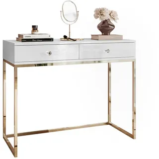 Lookway Konsole, Weiß Hochglanz, Holzwerkstoff, 100x81x42 cm, Wohnzimmer, Wohnzimmertische, Konsolentische