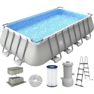 Avenli Pool Komplettset 549x305x122cm grau mit Filterpumpe & Sicherheitsleiter grau No Size