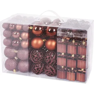 Brubaker Weihnachtskugeln 800011, braun, Kunststoff, Set mit 101 Teilen