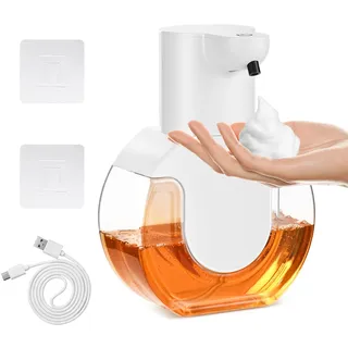 Seifenspender Automatisch, 420ml Wandmontage Schaumseifenspender USB Wiederaufladbar Elektrischer Seifenspender mit Sensor Infrarot & 4 einstellbare Stufen IPX5 Wasserdicht für Küche & Bad