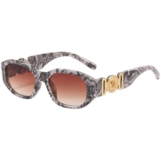 Junsika Trendige Rechteckige Sonnenbrille Damen Vintage Trendige Unregelmäßiges Luxus Design Kleine 90er Sonnenbrille UV400 Schutz