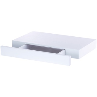 Wandregal mit versteckter Schublade, 40 x 5 x 25 cm, weiß