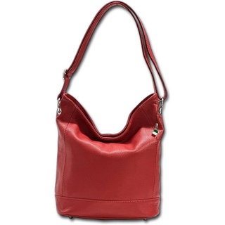 FLORENCE Shopper Florence Echtleder Hobo Bag Damen rot (Shopper, Shopper), Damen Tasche Echtleder rot, Made-In Italy rot