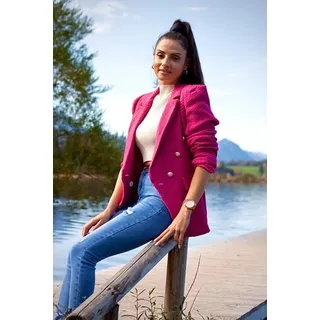Lelü Fashion Kurzblazer Zweireihiger Boucle ́-Blazer aus Bouclé S