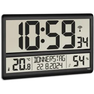 TFA Funk Wanduhr 36 cm 60.4520.01 schwarz