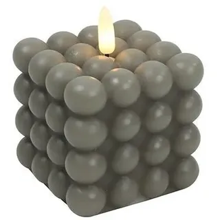 LED Bubble Kerze Lyon M grau 9cm