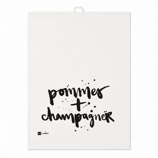 PPD Geschirrtuch Geschirrtuch mit Spruch - Pommes + Champagner, (1-tlg) weiß