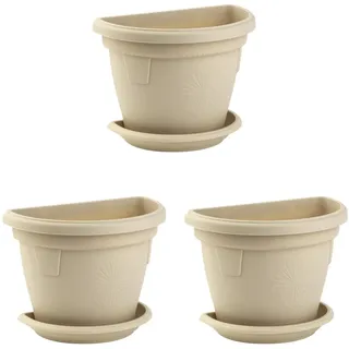 ENGELLAND 3 x Blumentopf Pflanzkübel Mit Untersetzer Hängend Wand 2,4L Beige