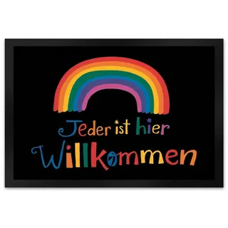 speecheese Fußmatte Jeder ist hier Wilkommen Regenbogen Fußmatte XL in 40x60 cm 40 cm