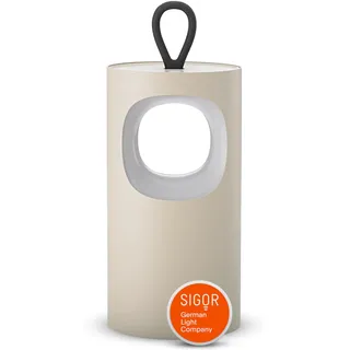 SIGOR Lunari dünenbeige - LED Akku-Tischlampe tragbar & dimmbar mit FlexMood (2200K/2700K), bis 12h Leuchtdauer, USB-C Magnet-Ladefunktion, IP44 Outdoor & Indoor, Aluminium, Design-Lampe